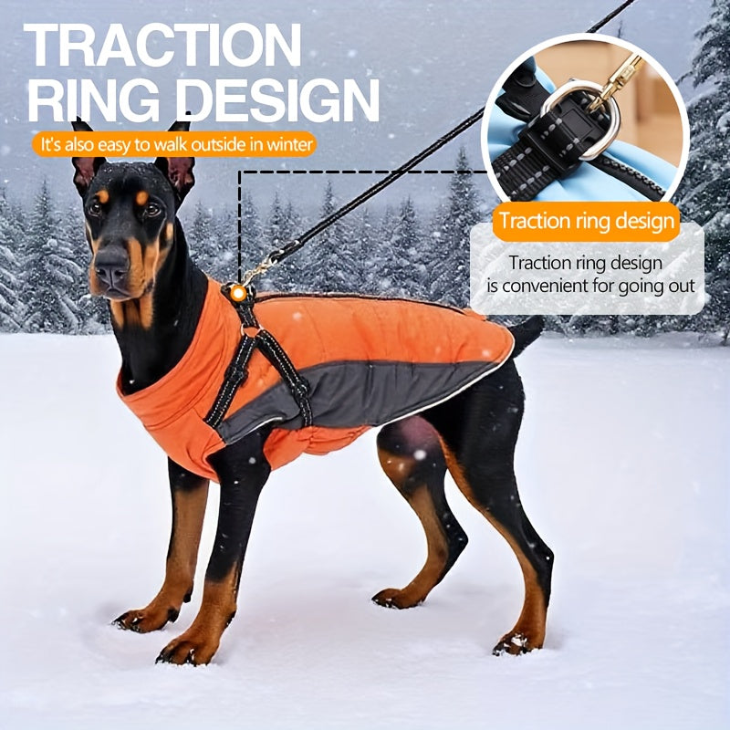 Manteau pour chien avec harnais intégré - bien chaud, bandes réfléchissantes, diverses couleurs