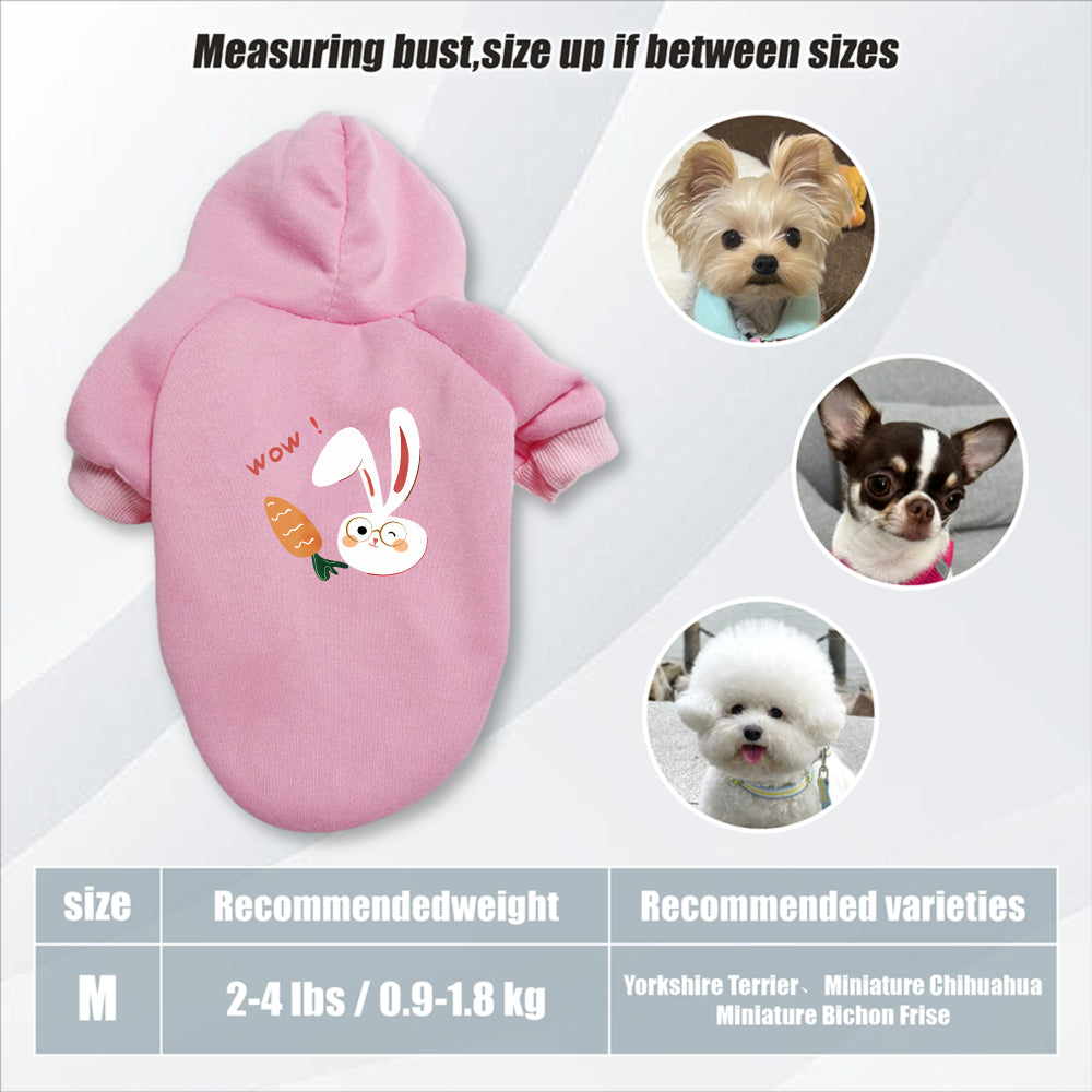Sweat à capuche pour chien, avec imprimé lapin blanc et carotte mignon, diverses couleurs