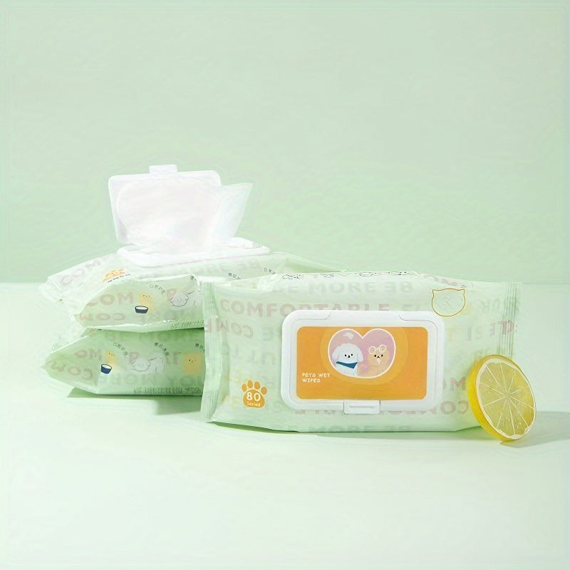 160 lingettes pour chiens et chats, bain sans rinçage, lingettes humides nettoyantes pour pattes, poils, taches de larmes et usage quotidien, lingettes jetables