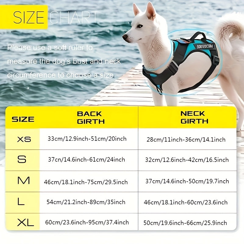Harnais réfléchissant pour chien, avec 5 patchs, réglable en oxford doux, couche intérieure en maille, facile à contrôler pour les chiens de petite, moyenne et grande taille, boucle aléatoire.