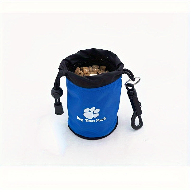 Pochette à friandises pour chien avec mousqueton – idéal pour le dressage et pour les promenades, fermeture à cordon et à glissière, avec motif d'empreintes de pattes, diverses couleurs