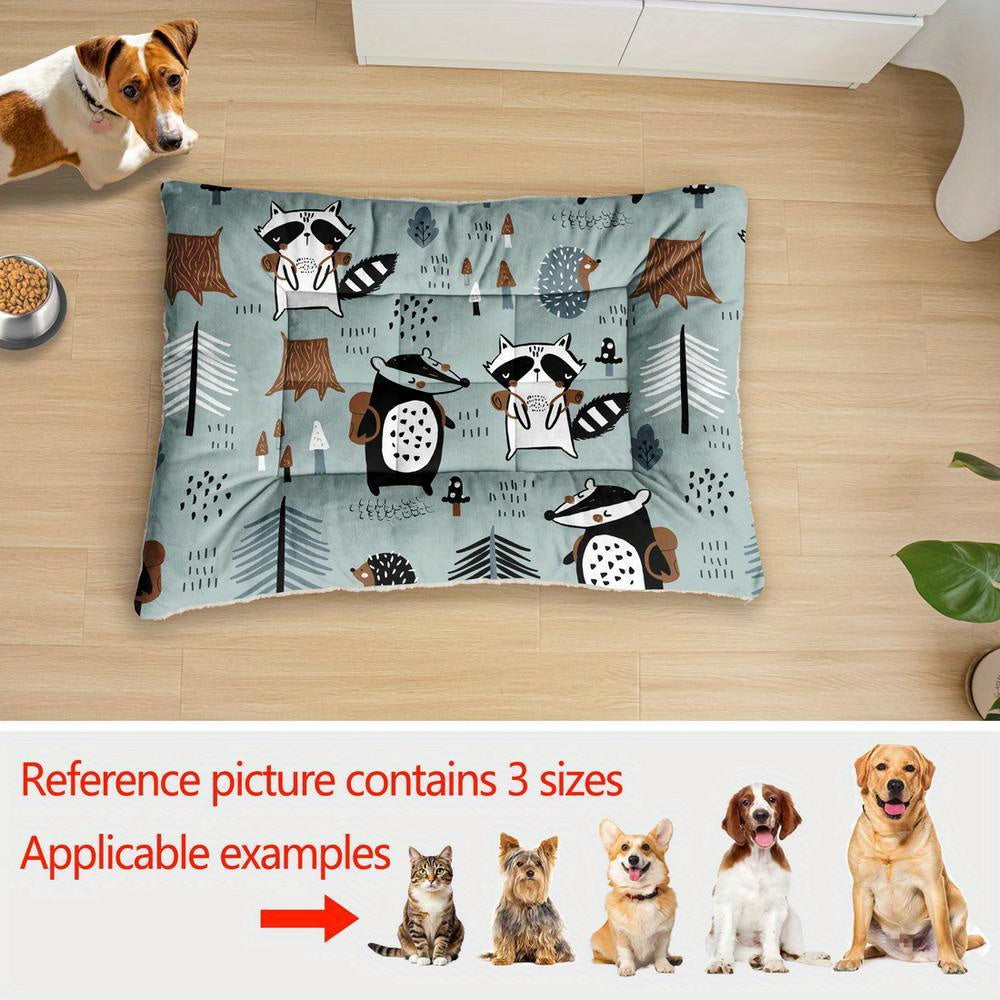 Lit/matelas extra-large pour chien et chat avec imprimés de petits animaux cartoon, lavable en machine, épais, doux et respirant.