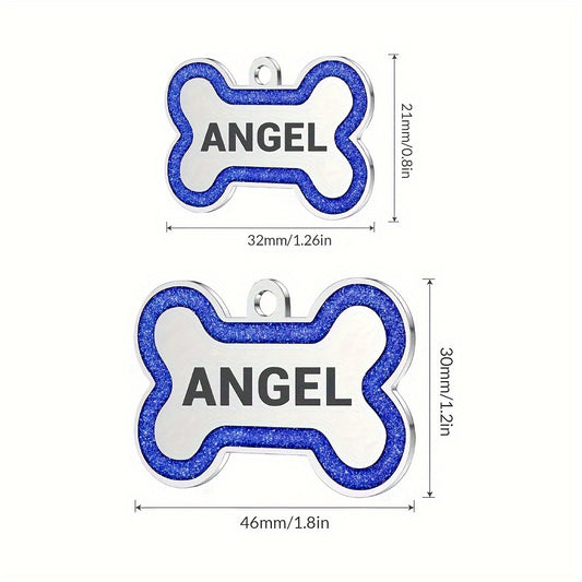 Médaille personnalisable en forme d'os, pour chien. Contour coloré, plusieurs couleurs disponibles