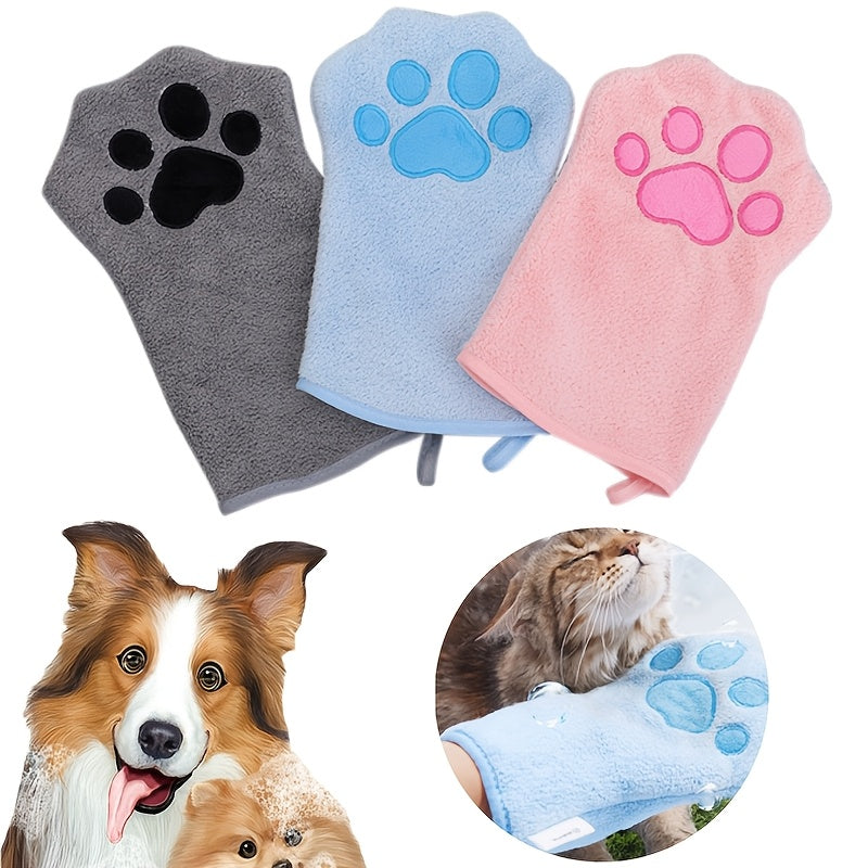 Gants de toilette pour chiens et chats, en microfibres, diverses couleurs