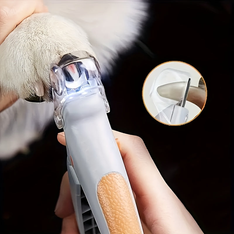 Coupe-ongles lumineux pour chats et chiens, lumière LED, poignée ergonomique et protection de sécurité, alimentés par pile bouton CR2032, design compact