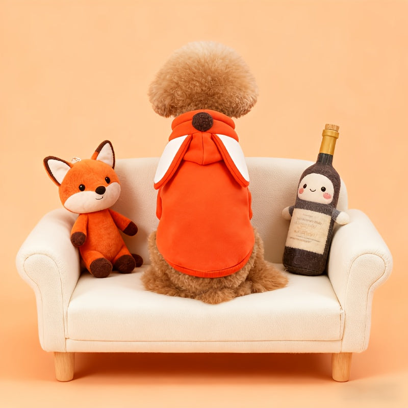 Sweat à capuche chaud pour petits et moyens chiens, costume mignon de renard, orange