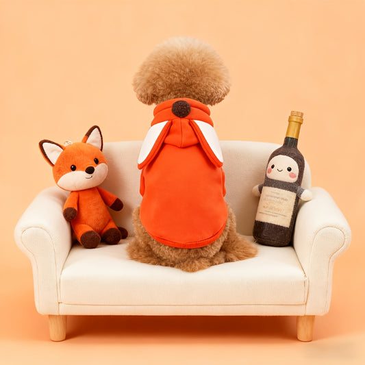 Sweat à capuche chaud pour petits et moyens chiens, costume mignon de renard, orange