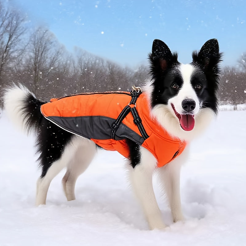 Manteau pour chien avec harnais intégré - bien chaud, bandes réfléchissantes, diverses couleurs