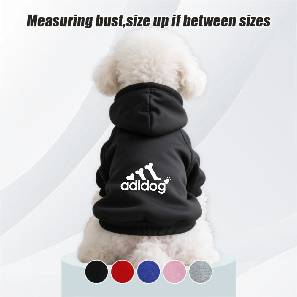 Sweat à capuche doux et chaud pour chien S-2XL avec motif empreintes de pattes et os,
