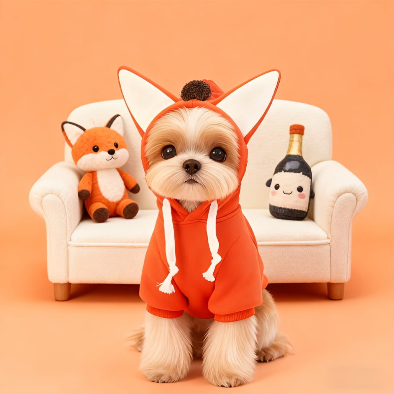 Sweat à capuche chaud pour petits et moyens chiens, costume mignon de renard, orange