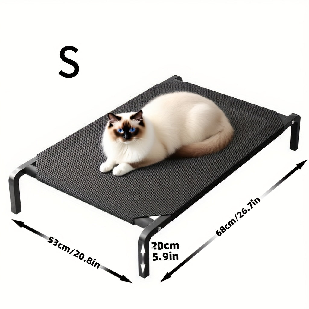 Lit surélevé pour chien et chat, lit rectangulaire robuste avec base ouverte pour une bonne ventilation, utilisation intérieur/extérieur - Montage facile et décoration moderne, noir