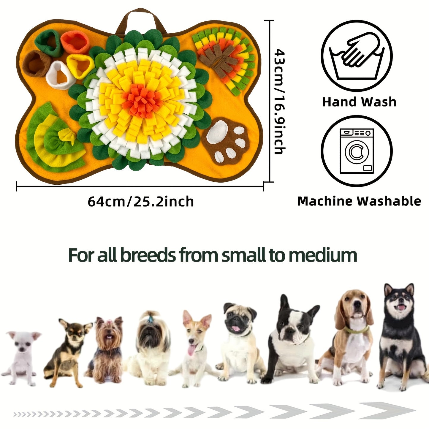 Tapis interactif pour chien en forme d'os, tapis pour jeux olfactifs et alimentation lente, lavable en machine