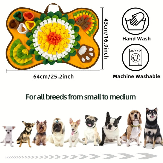 Tapis interactif pour chien en forme d'os, tapis pour jeux olfactifs et alimentation lente, lavable en machine