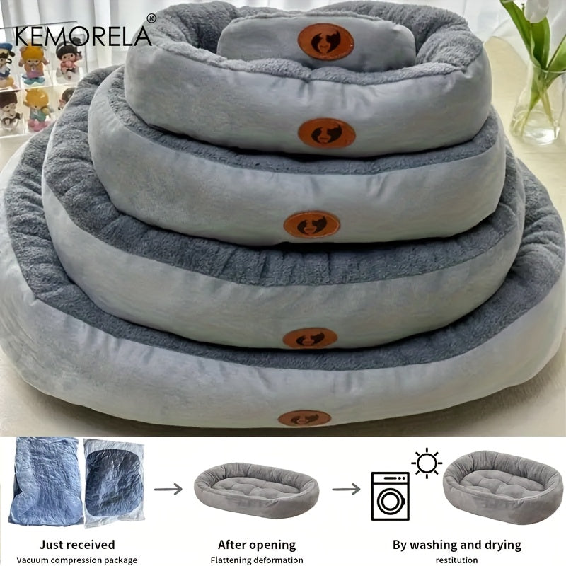 Lit ovale douillet en peluche pour chiens et chats, moelleux et épais, diverses couleurs