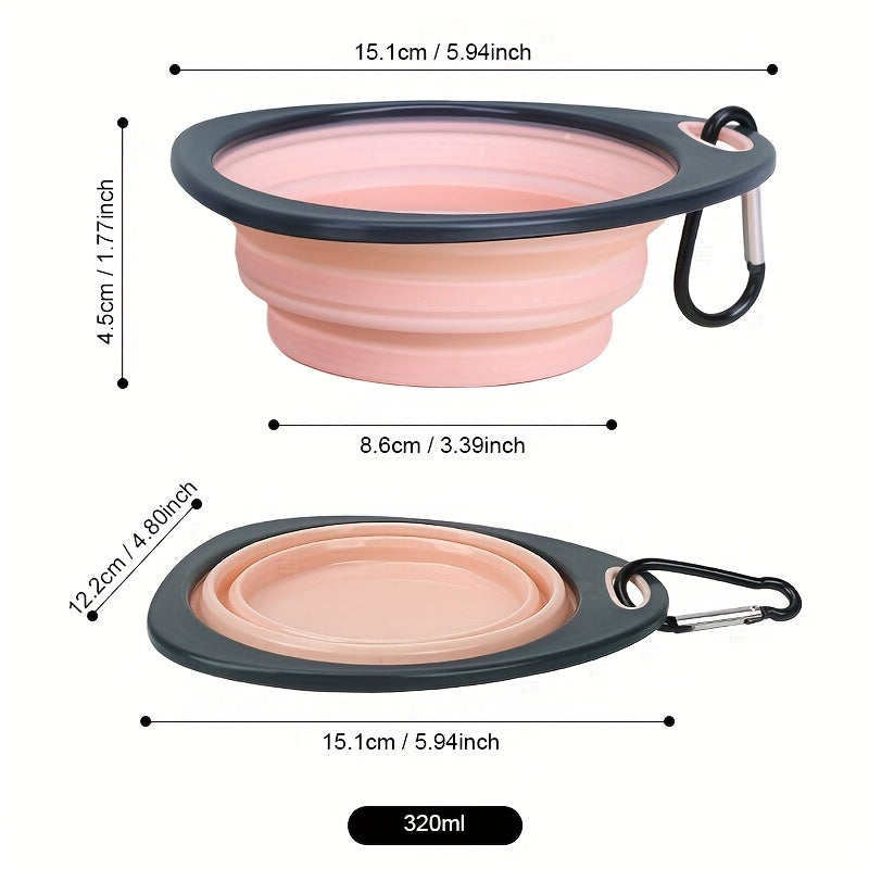Gamelles pliables pour animaux de compagnie, idéale pour le voyage, facile à transporter grâce à son mousqueton, couleurs pastels