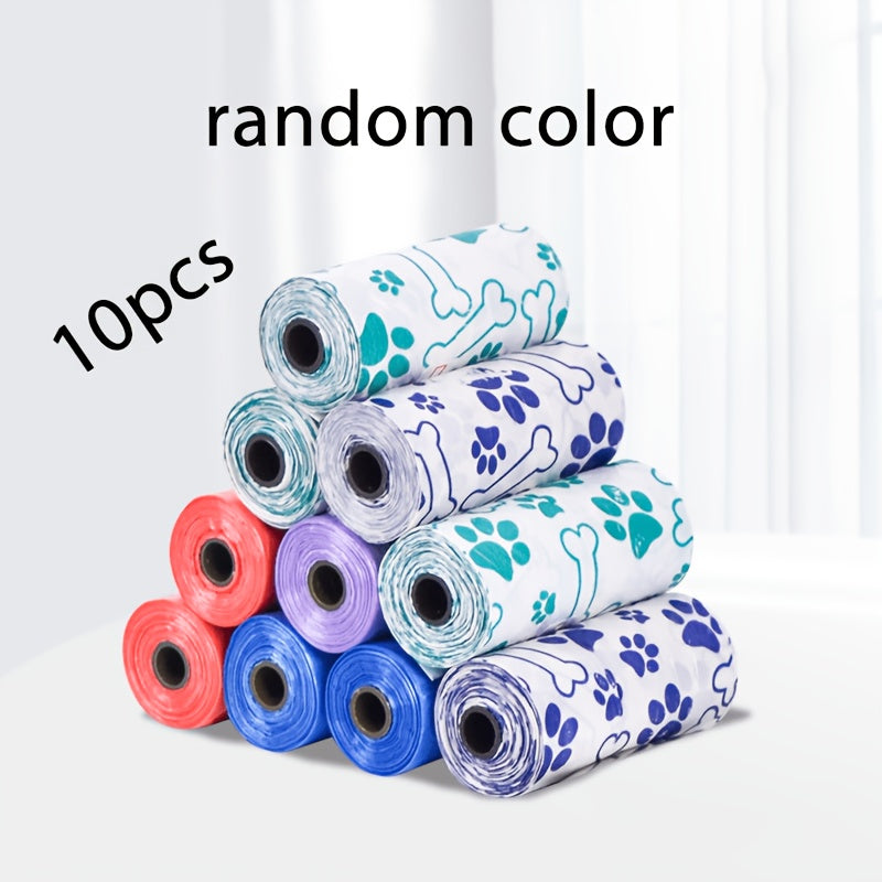 Lot de 3 rouleaux ou de 10 rouleaux de sacs à déjections canines de haute qualité. Matériel épais, étanche et durable, adapté aux promenades en plein air, motifs et couleurs aléatoires