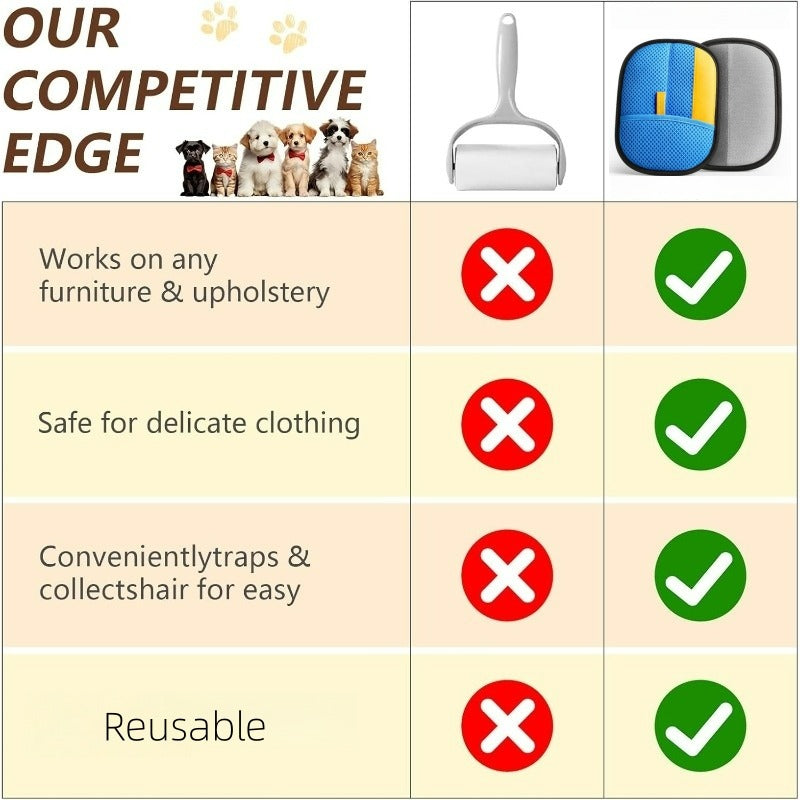 Gant amélioré pour éliminer les poils de chiens et chat sur toutes surfaces, diverses couleurs