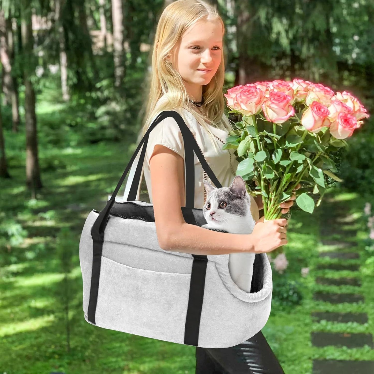 Sac de transport pour chien et chat, à porter sur l'épaule, chaud et confortable pour votre compagnon à 4 pattes, lavable en machine