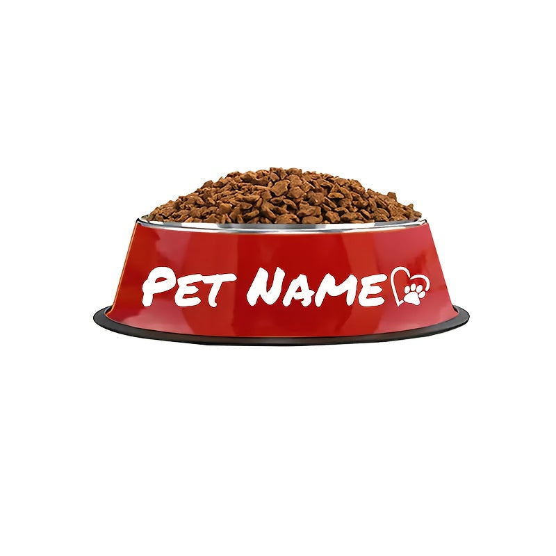 Gamelle personnalisée en acier inoxydable pour chiens et chats - Nom/texte/empreinte de patte et motif os personnalisés, base anti-renversement, diverses couleurs