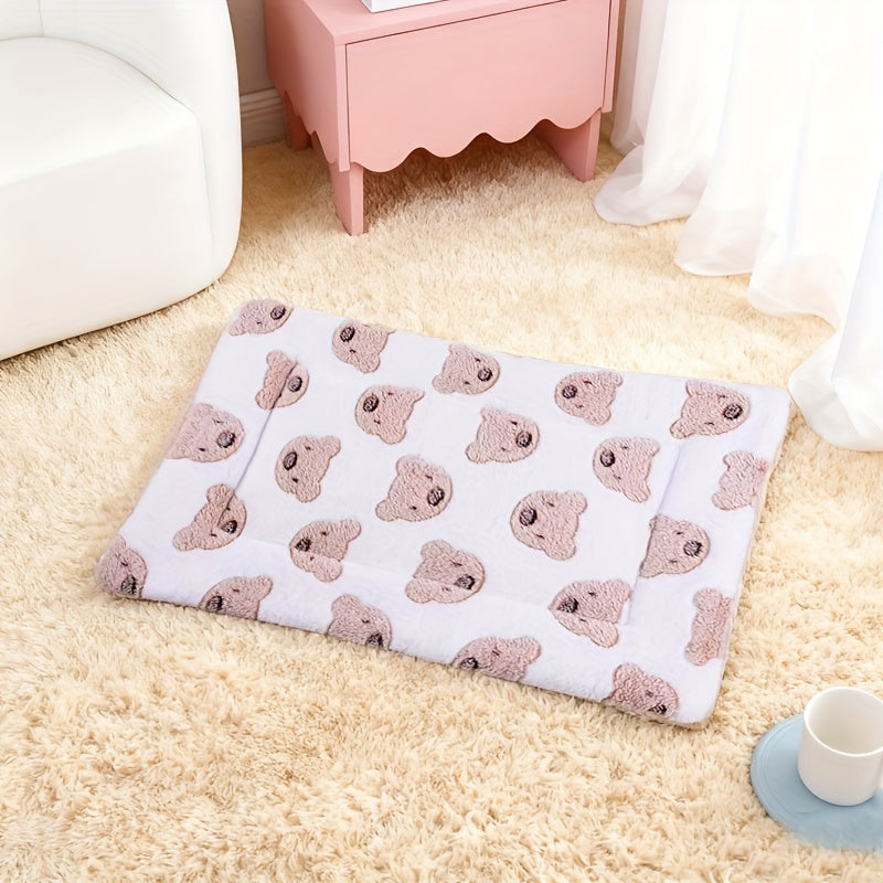 Tapis pour chien et chat, confortable grâce à sa double épaisseur, motif ours cartoon, diverses couleurs