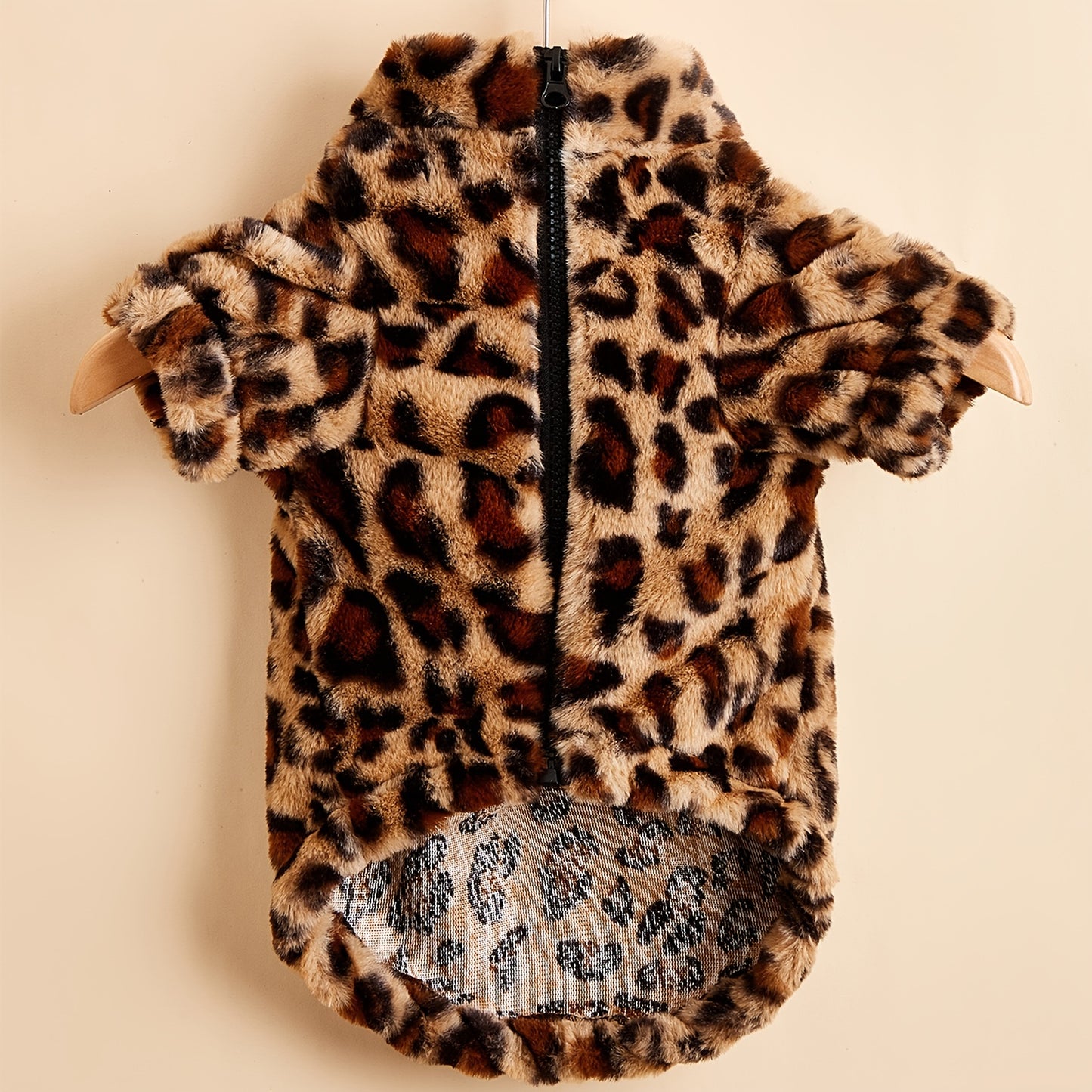 Veste confortable à imprimé léopard pour chiens de petite taille - Vêtement d'hiver chaud, zippé, facile à enfiler