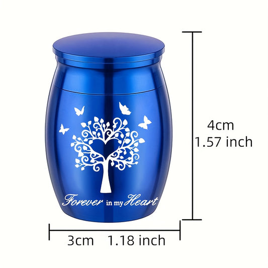 Petite urne funéraire « Arbre de vie » pour cendres animales - alliage d'aluminium, diverses couleurs