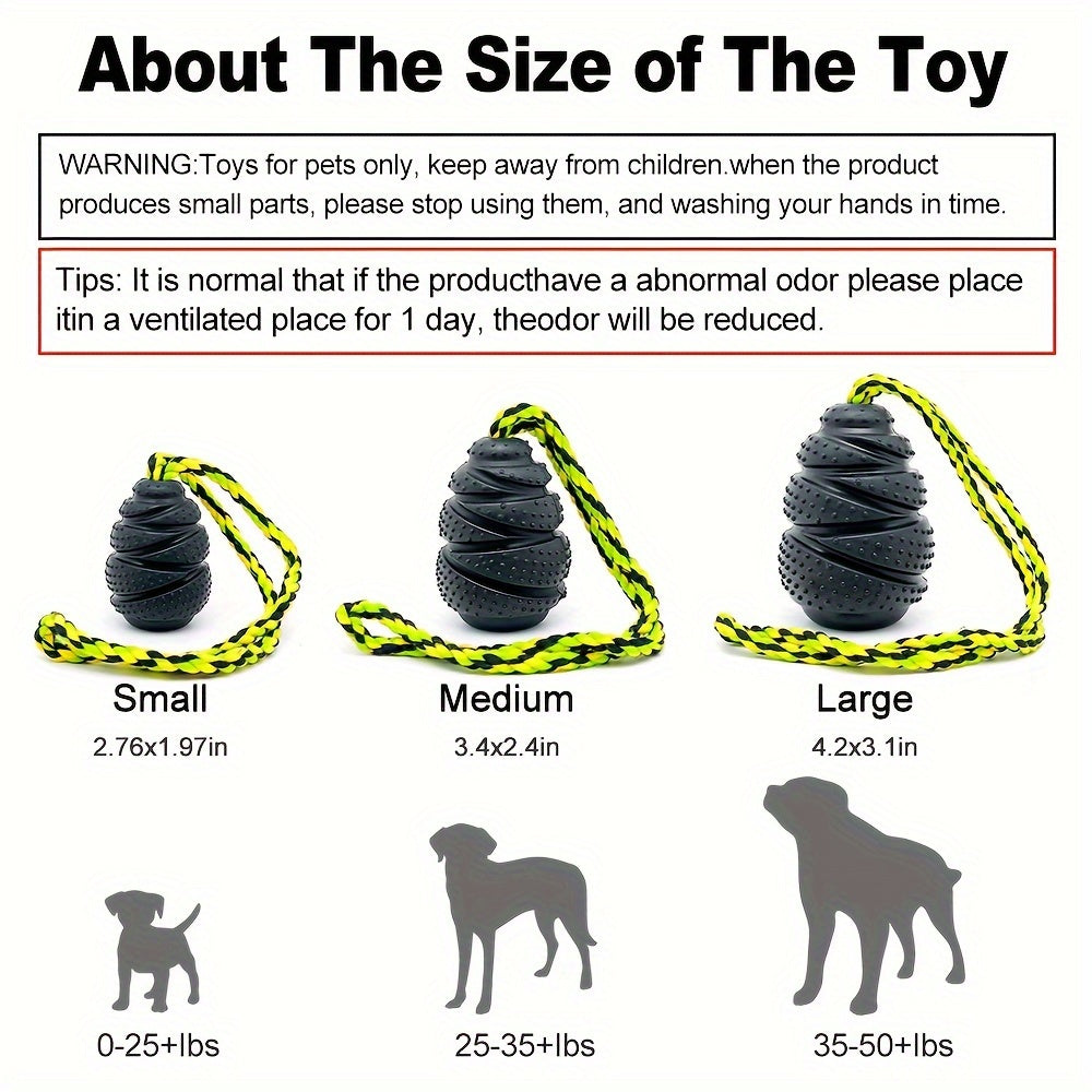 Jouet à mâcher en caoutchouc durable pour chien - Distributeur de friandises, masseur de gencives pour chiens de toutes tailles, conception en corde pour fixation à la laisse