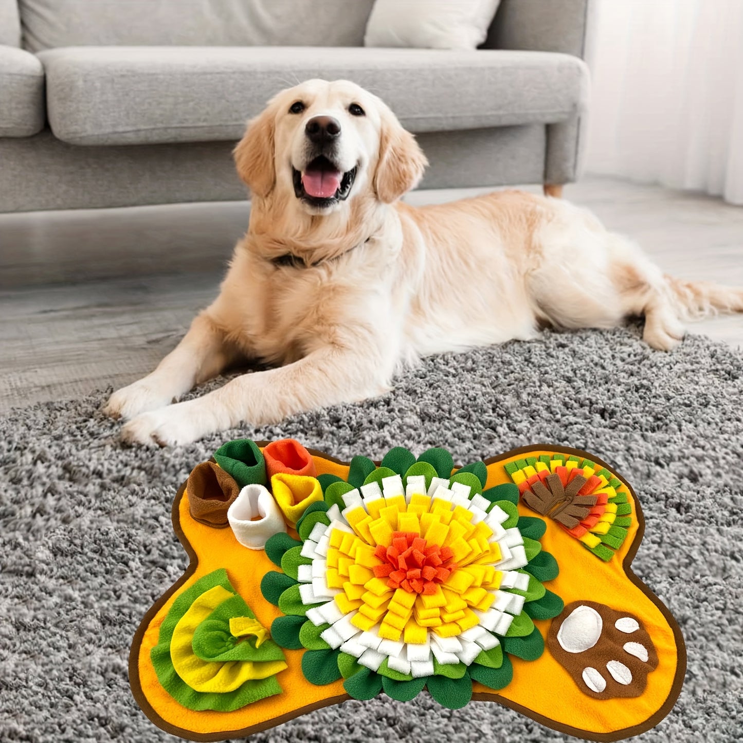 Tapis interactif pour chien en forme d'os, tapis pour jeux olfactifs et alimentation lente, lavable en machine