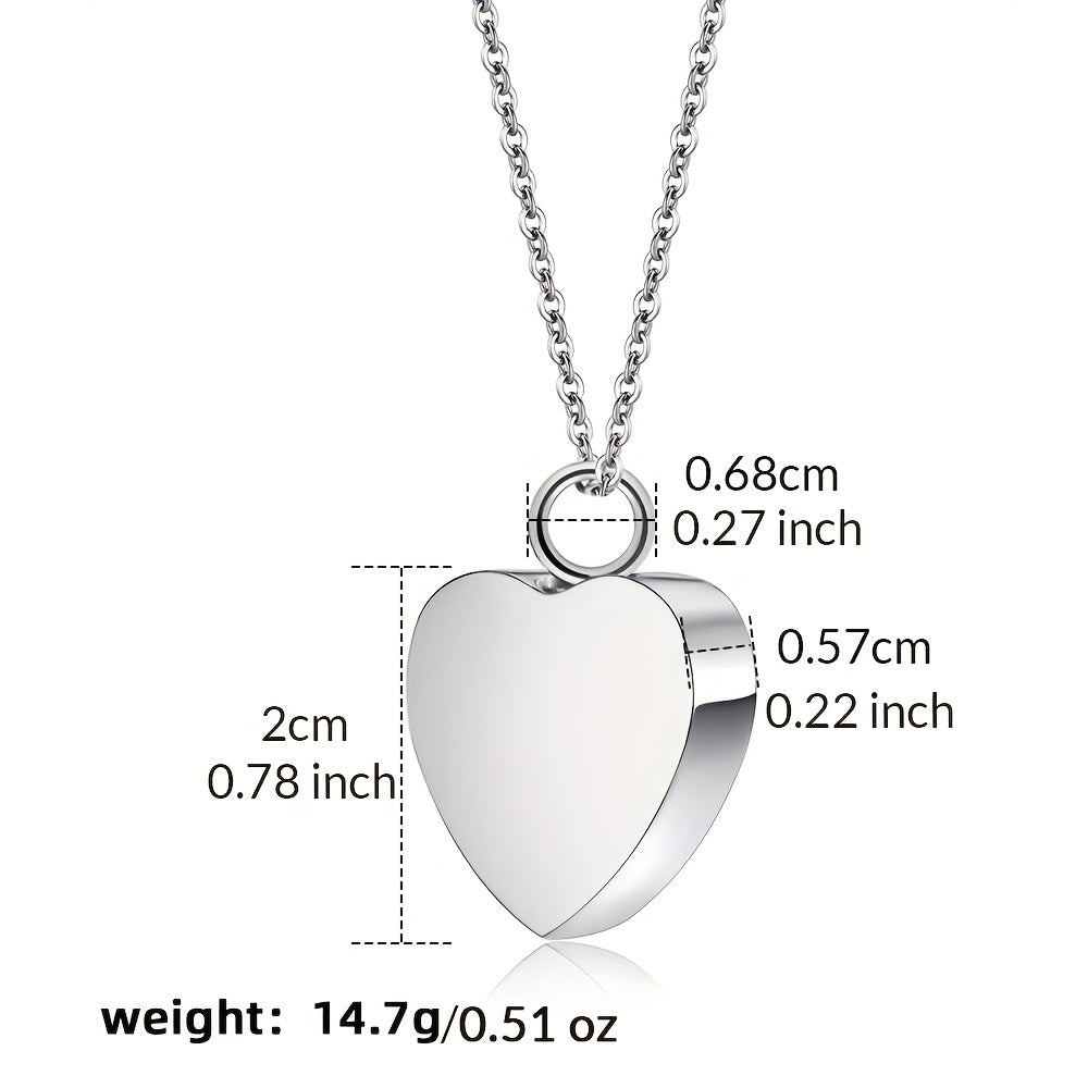 Collier avec urne funéraire en forme de cœur en acier inoxydable pour cendres d'animaux