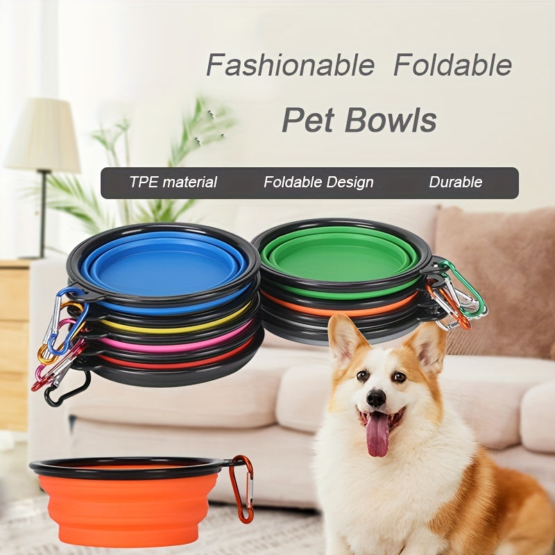 Bol pliable pour animaux, pratique pour les voyages, gain de place, facile à transporter grâce à son mousqueton, diverses couleurs