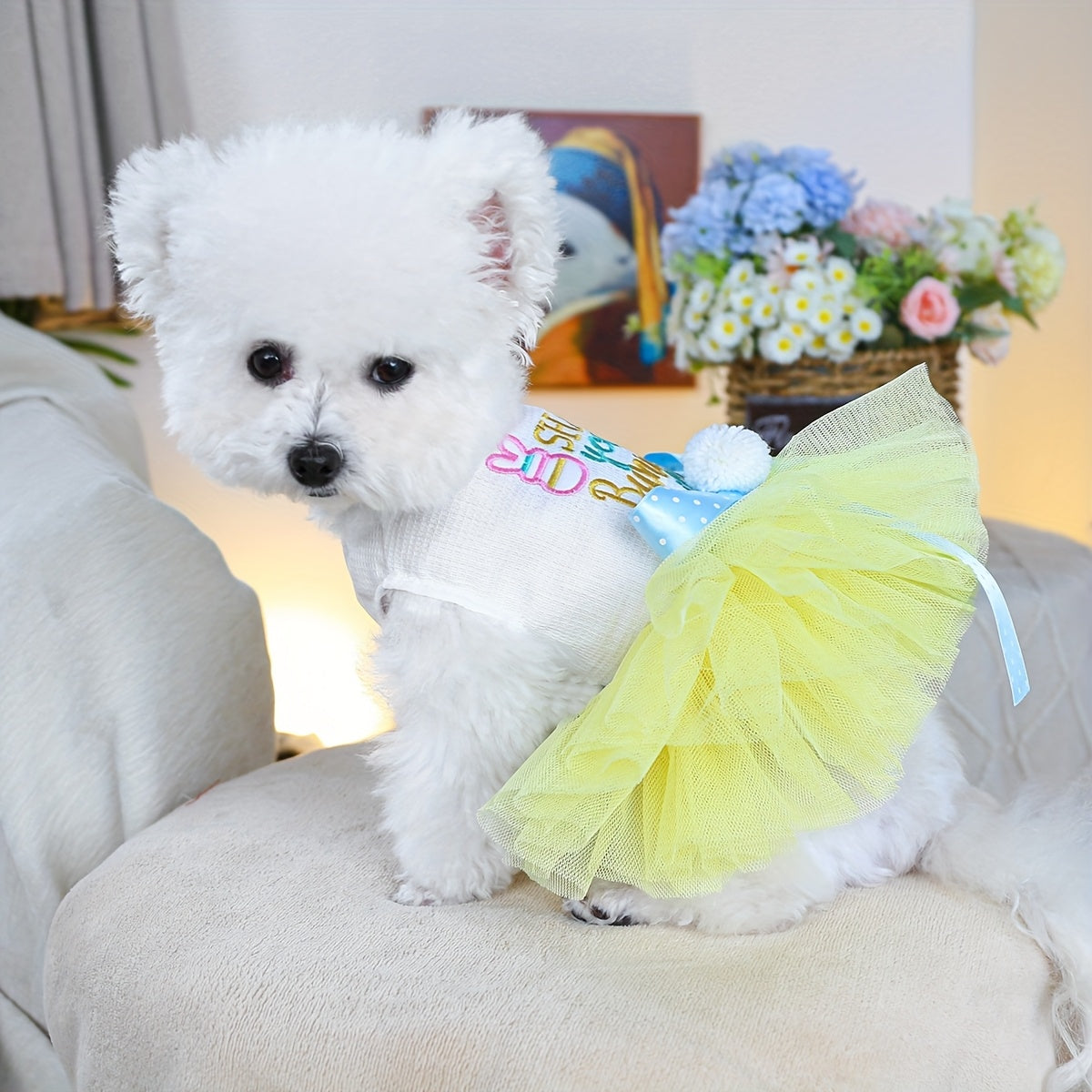Robe en tulle de lapin de Pâques pour chiens, costume mignon, robe style princesse pour petits chiens