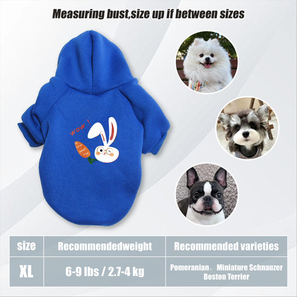 Sweat à capuche pour chien, avec imprimé lapin blanc et carotte mignon, diverses couleurs