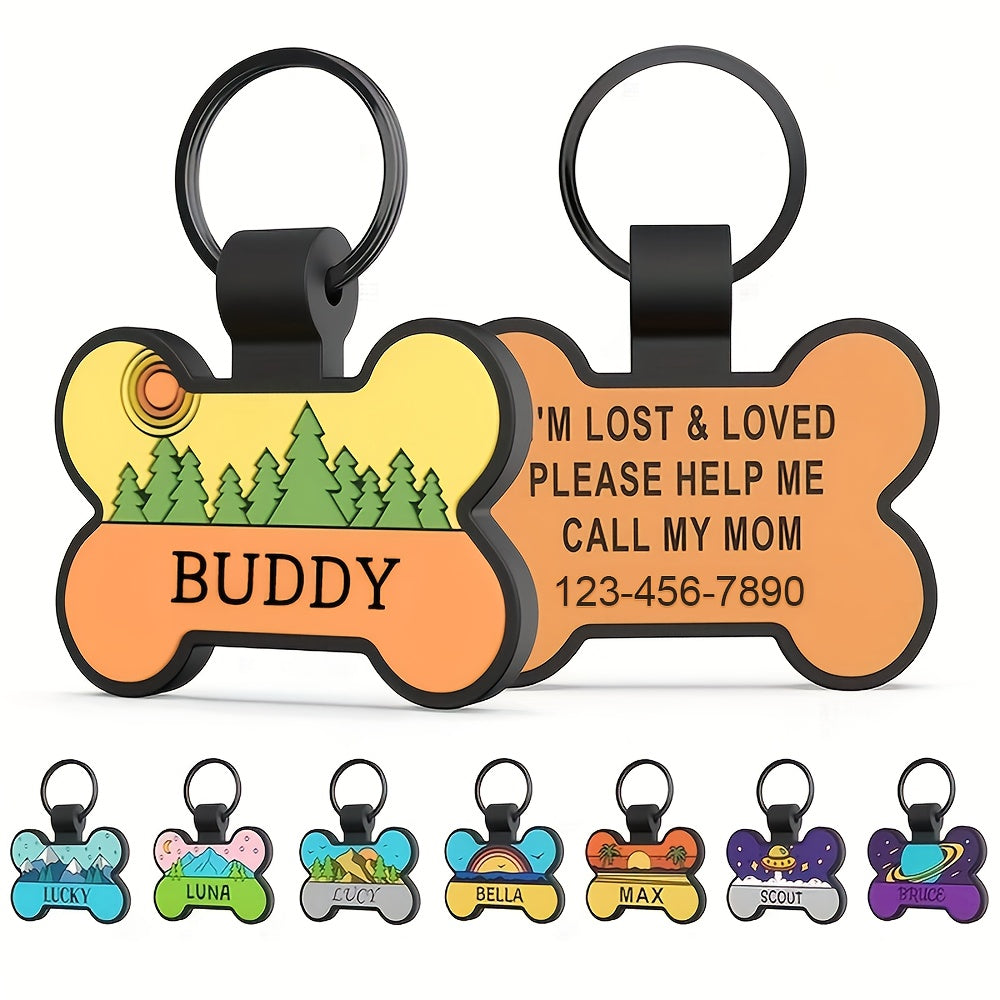 Médaille pour chien personnalisée en forme d'os, en silicone, diverses couleurs et divers motifs