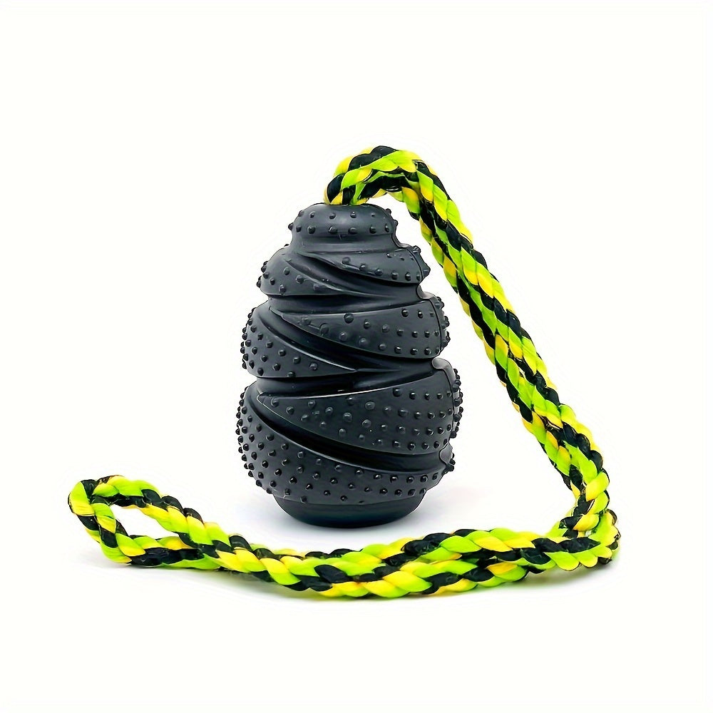 Jouet à mâcher en caoutchouc durable pour chien - Distributeur de friandises, masseur de gencives pour chiens de toutes tailles, conception en corde pour fixation à la laisse