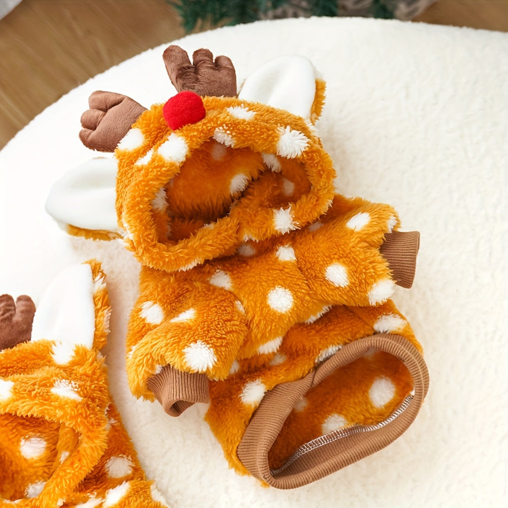Costume de Noël en peluche pour chiens de tailles petite et moyenne, design de petite biche mignonne