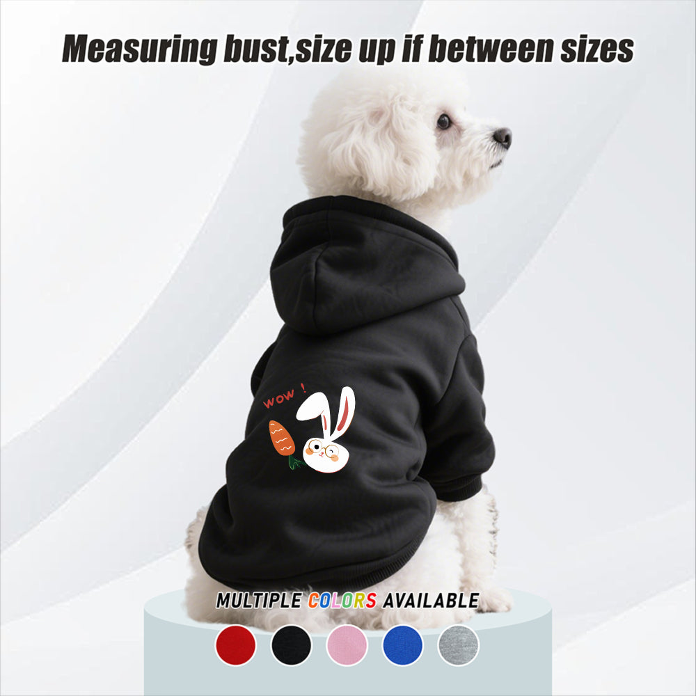 Sweat à capuche pour chien, avec imprimé lapin blanc et carotte mignon, diverses couleurs