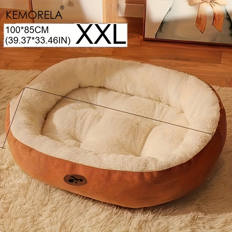 Lit ovale douillet en peluche pour chiens et chats, moelleux et épais, diverses couleurs