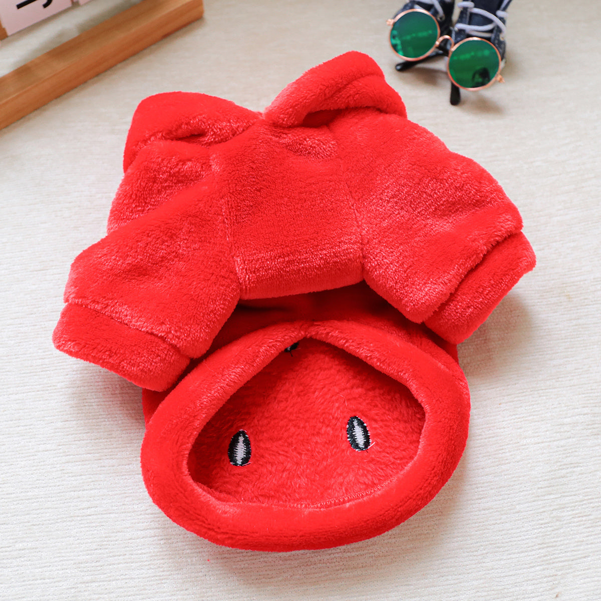 Sweat à capuche en forme de fraise, costume coloré pour petit chien, bien chaud