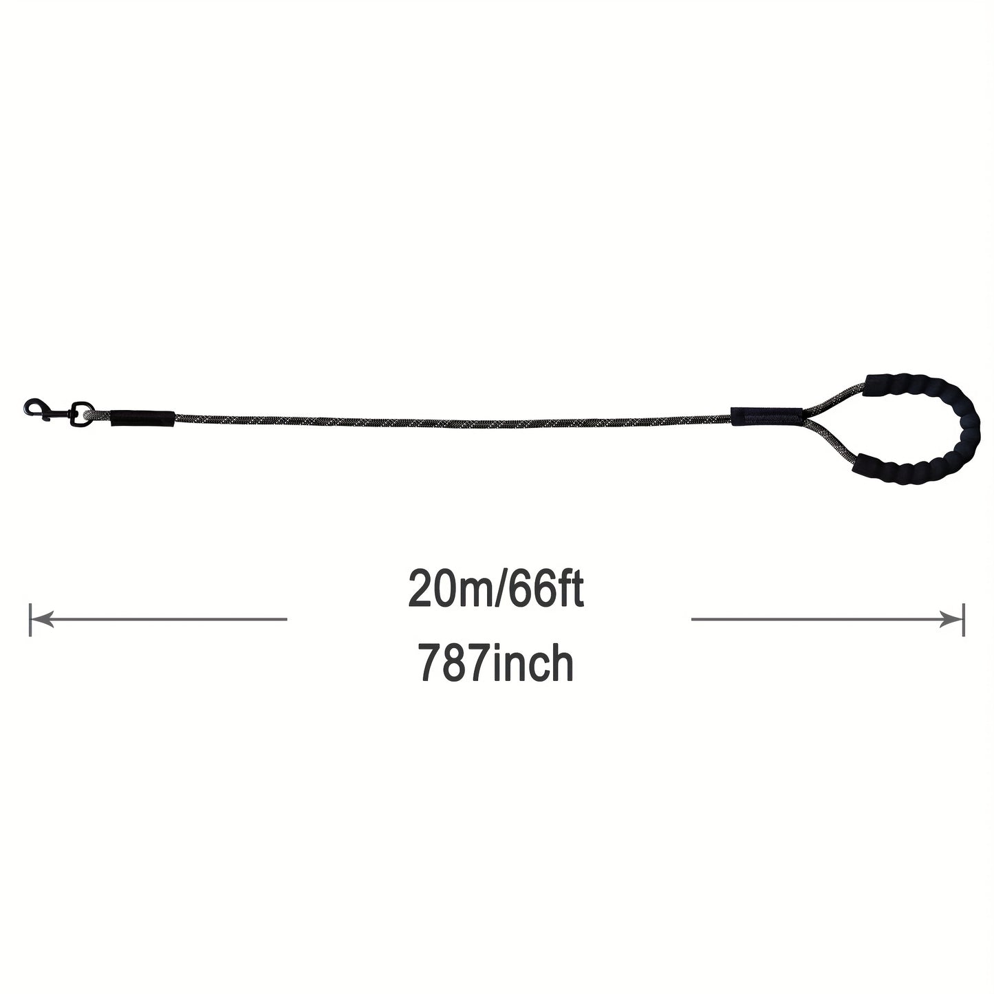 Laisse extra longue pour chien de 20m et 30m, bandes réfléchissantes et poignée rembourrée douce, disponible en orange et noir - Idéale pour l'entraînement, les jeux, le camping, les balades, etc