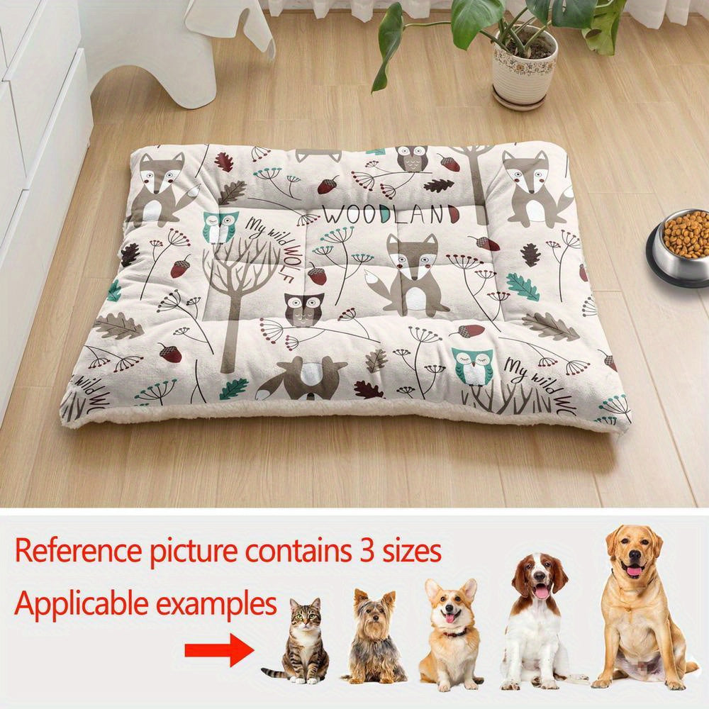Lit pour chien et chat surdimensionné, coussin confortable avec imprimé renard, lavable en machine, épais, doux et respirant