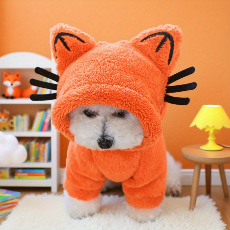 Sweat à capuche épais et chaud pour petits chiens, costume mignon de chat, orange