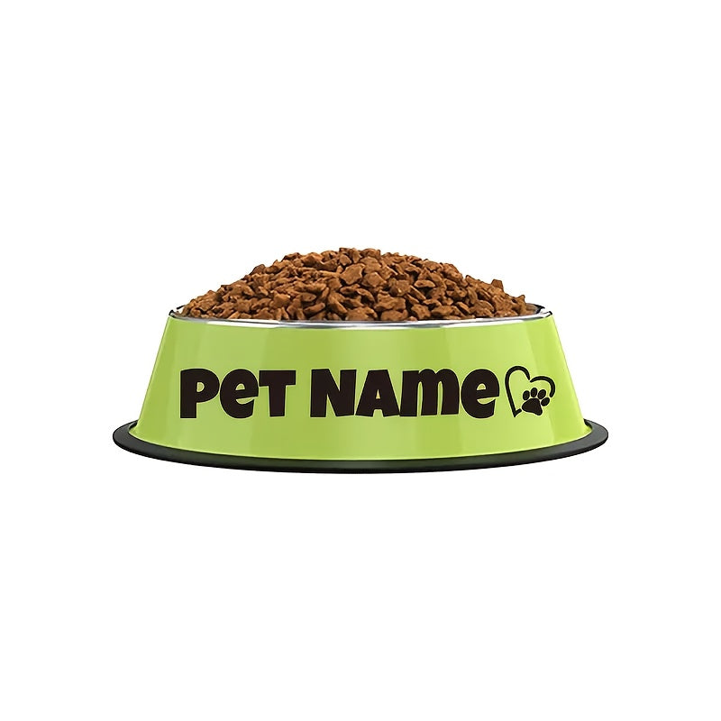 Gamelle personnalisée en acier inoxydable pour chiens et chats - Nom/texte/empreinte de patte et motif os personnalisés, base anti-renversement, diverses couleurs