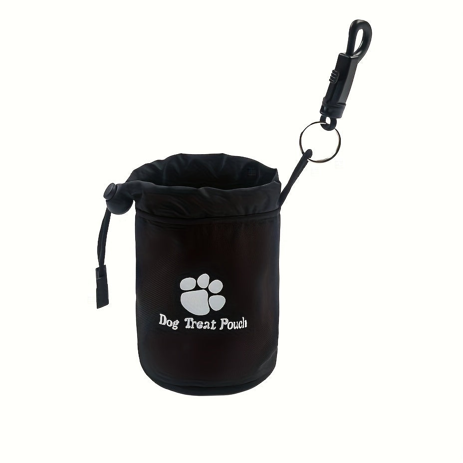 Pochette à friandises pour chien avec mousqueton – idéal pour le dressage et pour les promenades, fermeture à cordon et à glissière, avec motif d'empreintes de pattes, diverses couleurs