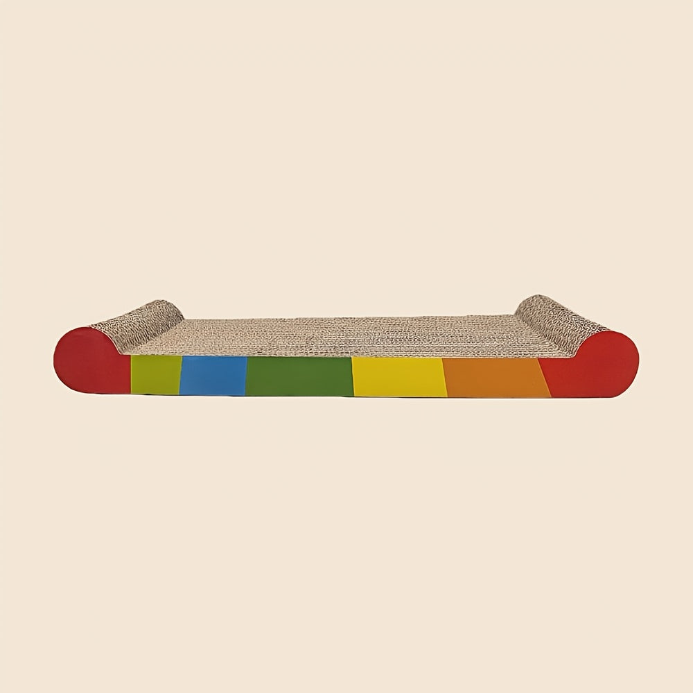 Tapis griffoir pour chat - Carton, jeu, repos et griffage tout-en-un, arc-en-ciel