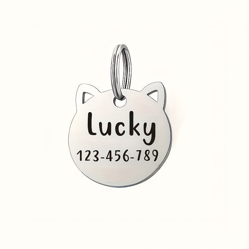 Médaille d'identification personnalisée pour chat, personnalisation gratuite. En forme de tête de chat, diverses couleurs