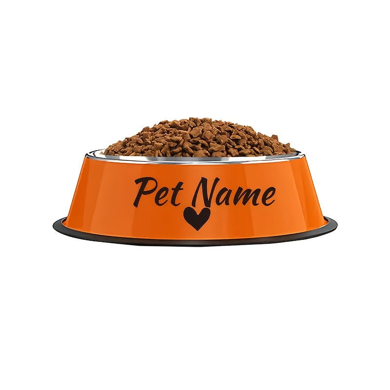 Gamelle personnalisée en acier inoxydable pour chiens et chats - Nom/texte/empreinte de patte et motif os personnalisés, base anti-renversement, diverses couleurs
