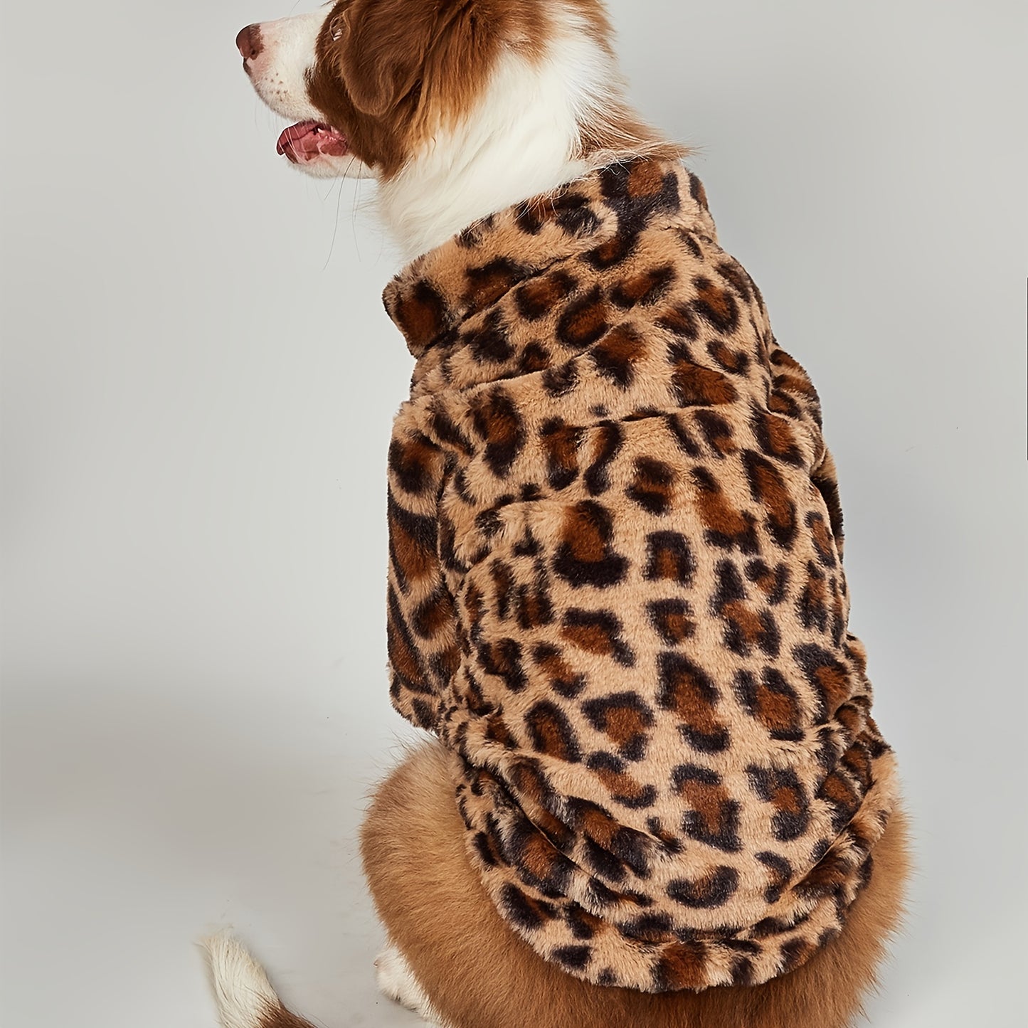 Veste confortable à imprimé léopard pour chiens de petite taille - Vêtement d'hiver chaud, zippé, facile à enfiler
