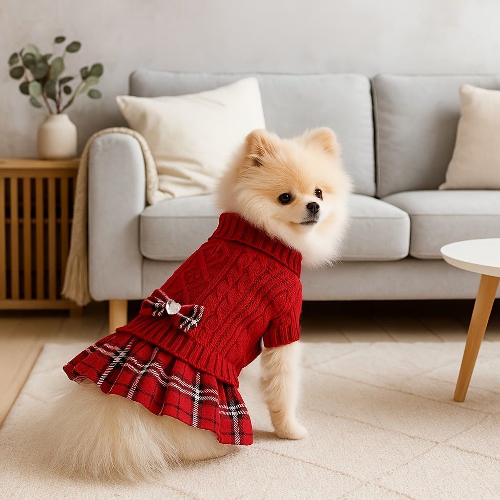 Robe-pull pour petits chiens Pull à col roulé chaud pour chien