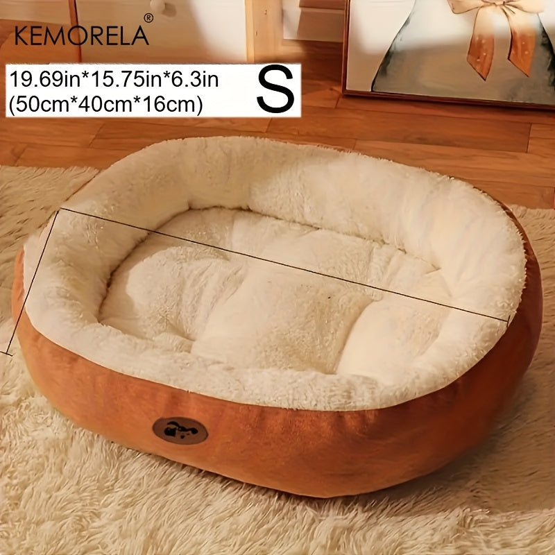 Lit ovale douillet en peluche pour chiens et chats, moelleux et épais, diverses couleurs