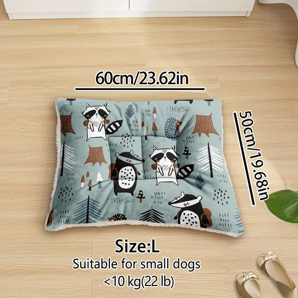 Lit/matelas extra-large pour chien et chat avec imprimés de petits animaux cartoon, lavable en machine, épais, doux et respirant.